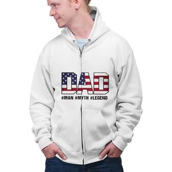 Dad Print USA Flag Impression New Letters Zip Up Hoodie - Seseable