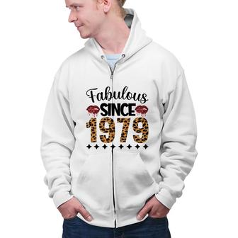 Fabulous Since 1979 43Th Birthday 1979 Leopard Zip Up Hoodie - Seseable