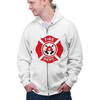 Fire Dept Firefighter Red Great Gift Meaningful Zip Up Hoodie - Seseable
