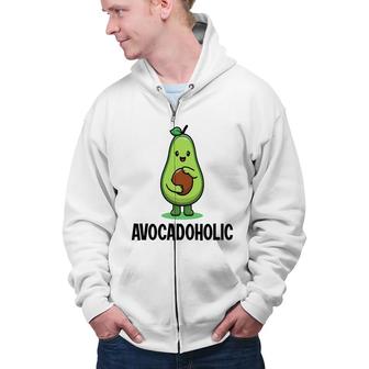 Funny Avocado Avocadoholic Hug A Small Ball Zip Up Hoodie - Seseable