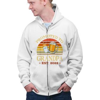 Mens Vintage Promoted To Grandpa Est 2022 Fathers Day Zip Up Hoodie - Seseable