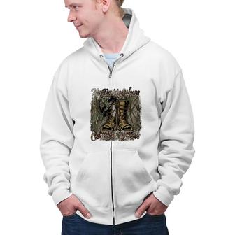 My Daddy Wears Combat Boots Hero Dad Father Zip Up Hoodie - Seseable