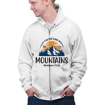 Our Faith Can Move Mountains Bible Verse Black Graphic Christian Zip Up Hoodie - Seseable