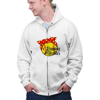 Raising A Baller Busy Raising Ballers Yellow Softball Zip Up Hoodie - Seseable