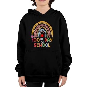 100Th Day Of School Teacher 100 Days Smarter Boho Rainbow Youth Hoodie | Mazezy