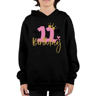 11Th My Birthday Crown Yellow And Pink Youth Hoodie - Seseable