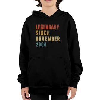 18 Years Old Legendary Since November 2004 18Th Birthday Gift Youth Hoodie - Seseable