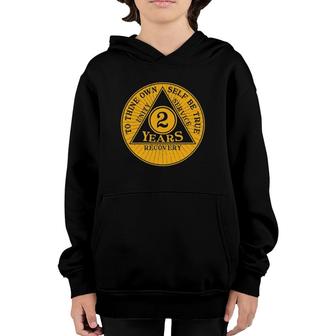 2 Years Sobriety Coin Recovery Coin Gift Youth Hoodie | Mazezy