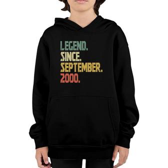 21 Years Old Birthday Gifts Legend Since September 2000 Ver Youth Hoodie - Seseable