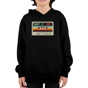 30Th Bday Gifts Best Of 1991 Retro Cassette Tape Vintage Youth Hoodie - Seseable