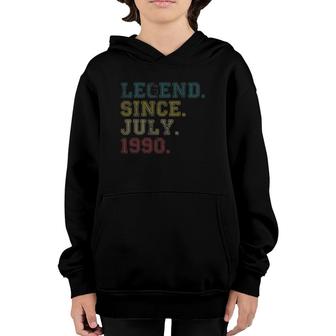 31St Birthday Vintage Legend Since July 1990 Gift 31 Years Old Youth Hoodie - Seseable