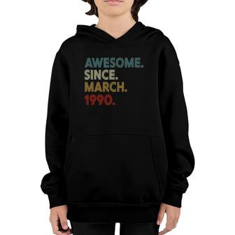 32 Years Old 32Nd Birthday Gifts Awesome Since March 1990 Gift Youth Hoodie - Seseable