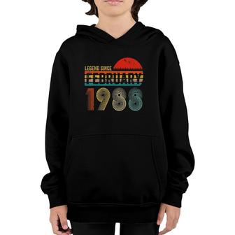 33 Years Old Retro 1988 Birthday Gift Legend Since February 1988 Youth Hoodie - Seseable