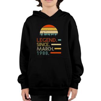 33 Years Old Retro Birthday Legend Since March 1988 Ver2 Youth Hoodie - Seseable