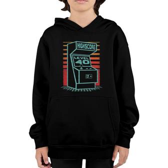 40Th Birthday 40 Years Old Retro Gamer Level 40 Unlocked Youth Hoodie - Seseable