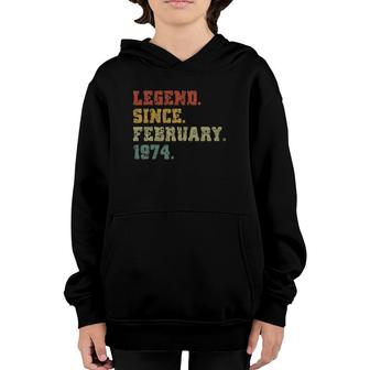47Th Birthday Gifts 47 Years Old Legend Since February 1974 Ver2 Youth Hoodie - Seseable