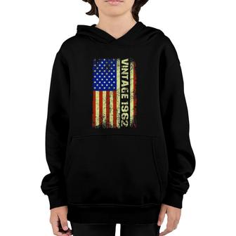 60 Years Old Gifts Vintage 1962 American Flag 60Th Birthday Youth Hoodie - Seseable