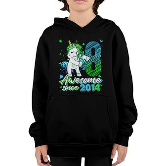 8 Years Old Gifts Unicorn Flossing 8Th Birthday Girl Unicorn Youth Hoodie - Seseable