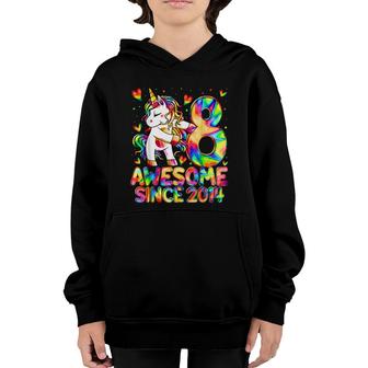 8Th Birthday Colorful Tie Dye 8 Year Old Unicorn Girls Gifts Youth Hoodie - Seseable
