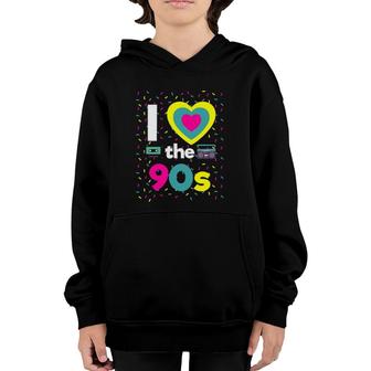 90S Outfit I Love The 90S Retro Party Dress Gift Youth Hoodie | Mazezy