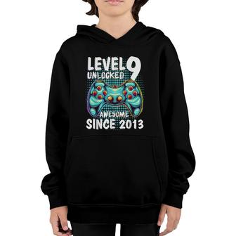 9Th Birthday Gamer Boy Level 9 Unlocked Awesome Since 2013 Youth Hoodie - Seseable