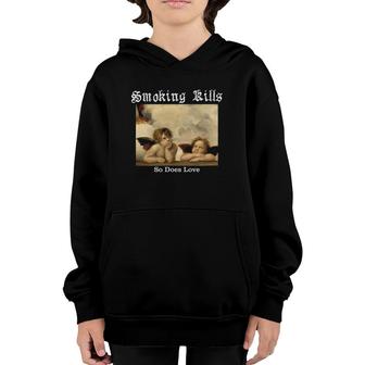 Aesthetic Angels Smoking Kills So Does Love Streetwear Youth Hoodie | Mazezy