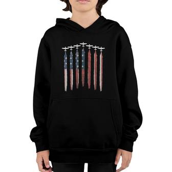 Airplane Pilot Flying Usa Flag Patriot American 4Th Of July Youth Hoodie - Seseable