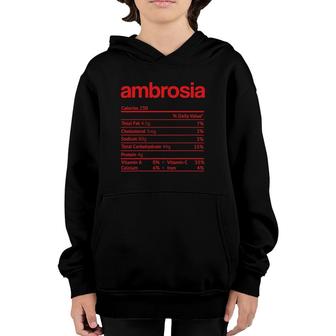 Ambrosia Nutrition Facts Funny Thanksgiving Christmas Food Youth Hoodie - Seseable