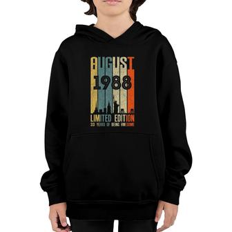 August 1988 33 Years Old 1988 Birthday Gift Youth Hoodie - Seseable