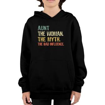 Aunt The Woman Myth Bad Influence Retro Gift Mothers Day Youth Hoodie - Seseable