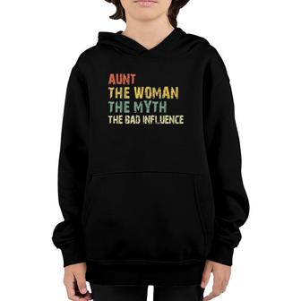 Aunt The Woman Myth Bad Influence Vintage Gift Mothers Day Youth Hoodie - Seseable