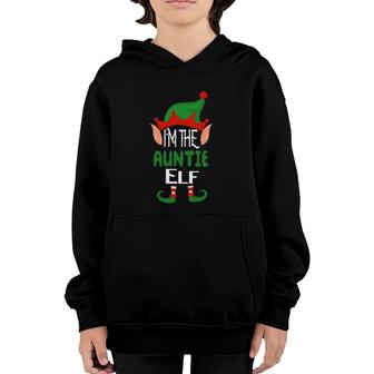 Auntie Elf Costume Funny Matching Group Family Christmas Pjs Youth Hoodie - Seseable