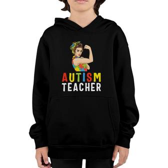 Autistic Autism Awareness Teacher Strong Women Youth Hoodie | Mazezy