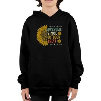 Awesome Since October 1977 Flower 44 Years Old 44Th Birthday Gift Youth Hoodie - Seseable