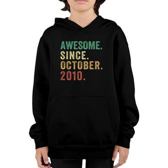Awesome Since October 2010 12Th Birthday For 12 Years Old Youth Hoodie - Seseable