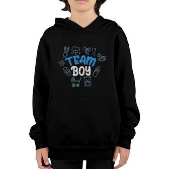 Baby Gender Reveal Party Team Boy Gender Reveal Baby Announcement Youth Hoodie - Seseable