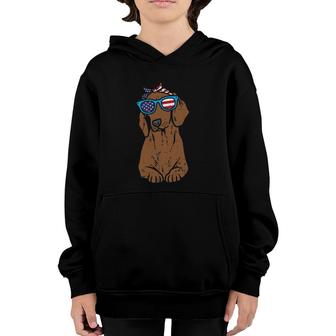 Bandana Dachshund Wiener American Usa 4Th Of July Fourth Dog Youth Hoodie - Seseable