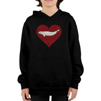Beluga Whale Valentines Day Love Fingerprint Youth Hoodie | Mazezy