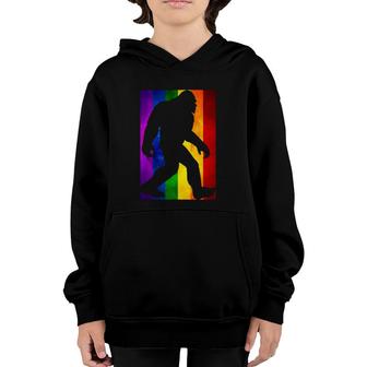 Bigfoot Rainbow Flag Gay Pride Month Lgbtq Gift Sasquatch Youth Hoodie - Seseable