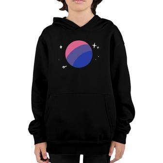 Bisexual Planet Lgbtq Bi Pride Flag Aesthetic Space Youth Hoodie | Mazezy