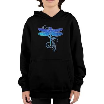 Blue Dragonfly Watercolor Art Damselfly Insect Tee Youth Hoodie | Mazezy