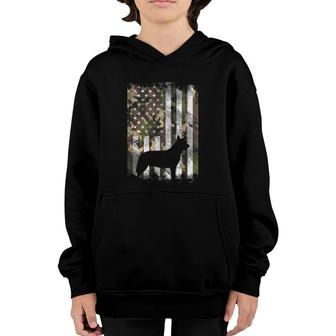 Camo Us American Flag Heeler Animal Cattle Dog Patriot Gift Youth Hoodie - Seseable