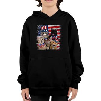 Cat Happy Freedom Day Cat Lovers Cat Moms 4Th July American Youth Hoodie - Seseable