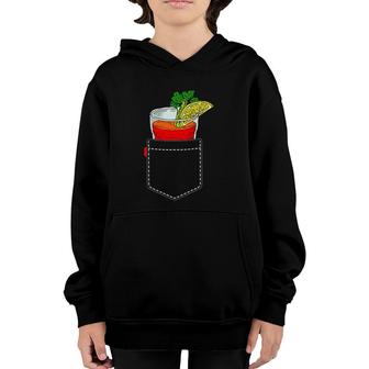 Cocktail To Go In Chest Pocket Bloody Mary Youth Hoodie | Mazezy
