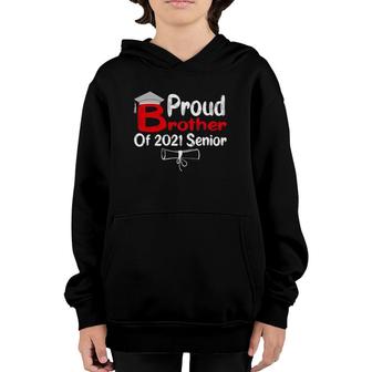 Cool Graduation Proud Brother Of 2021 Graduate Senior Youth Hoodie - Seseable