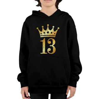 Crown Number 13 Vintage Golden Yellow 13Th Birthday Youth Hoodie | Mazezy