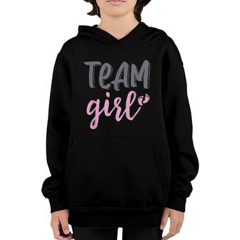 Cute Pink Team Girl Gender Reveal Party Idea For Mommy Youth Hoodie - Seseable