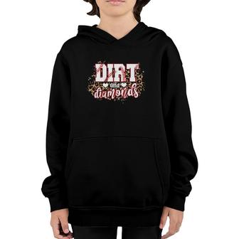 Dirt And Diamonds Funny Baseball Lover Leopard Baseball Youth Hoodie | Mazezy