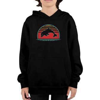 Dolphin Ocean Sunset Retro Vintage 80S Style Youth Hoodie - Seseable