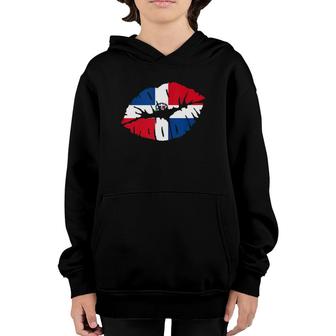 Dominican Republic Flag Lip Kiss Mouth Gift For Dominicans Youth Hoodie | Mazezy
